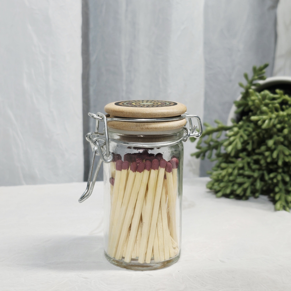 Match Jar With Mandala On Lid•Matches Not Included• 1475